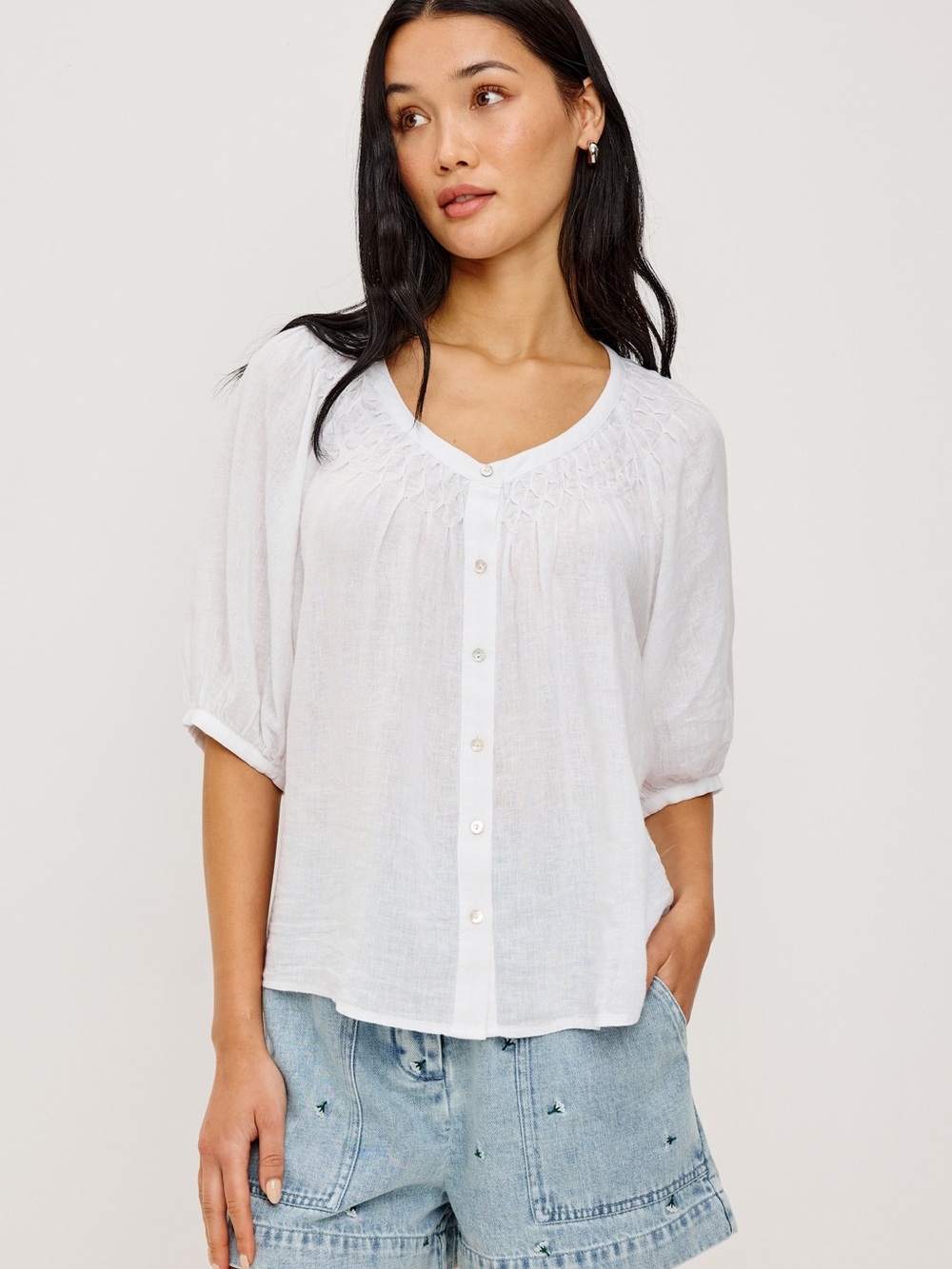 Rails White Button-Front Kids Blouse